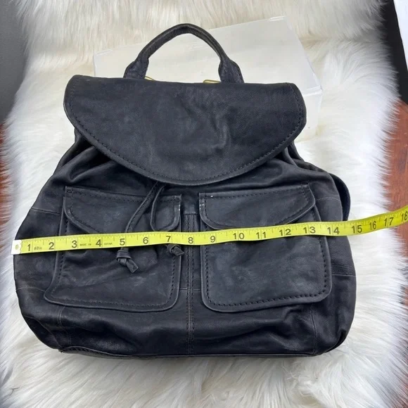 FOSSIL BLACK ALL LEATHER BACKPACK - Picture 9 of 9